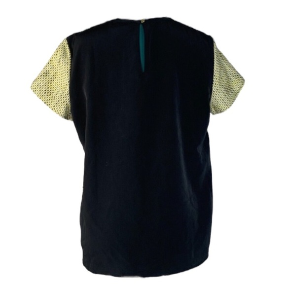 Banana Republic-Women’s Short Sleeve Tweed Top, Yellow & Black, Sz M - Picture 3 of 4